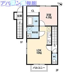 カーム近江 1LDKの間取図画像