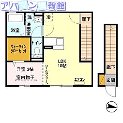 ロベール新和 1LDKの間取図画像