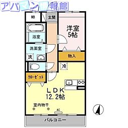 ウィステリア2 1LDKの間取図画像