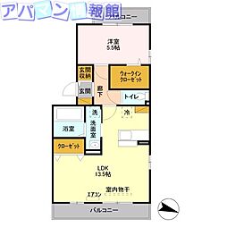 フェイバリッチ新和B 1LDKの間取図画像