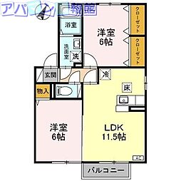oliveB 2LDKの間取図画像