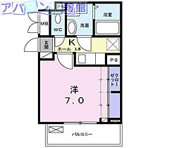 ジャスミンB 1Kの間取図画像