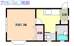 ハイツリモージュ万代 1Kの間取図画像