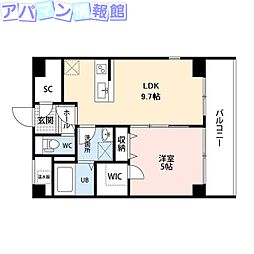 パーク万代マリーナコート 1LDKの間取図画像