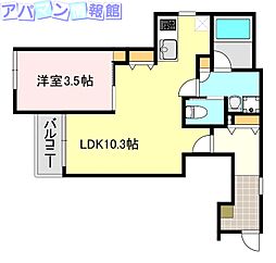 ドエル天神尾 1LDKの間取図画像
