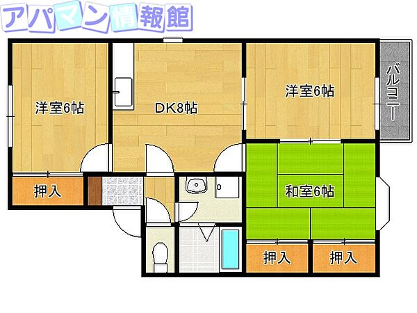 ソレイユ近江F ｜新潟県新潟市中央区上近江3丁目(賃貸アパート3DK・2階・57.13㎡)の写真 その2