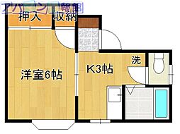 エステートピア天神 1Kの間取図画像
