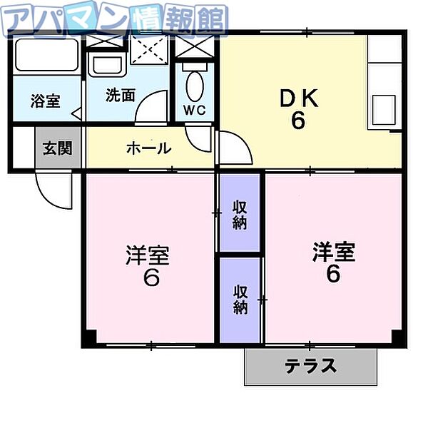 新潟県新潟市西蒲区巻甲(賃貸アパート2DK・1階・44.30㎡)の写真 その2