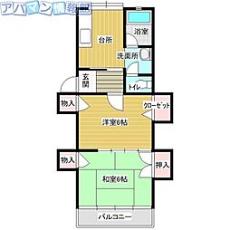 コーポ雅 2Kの間取図画像
