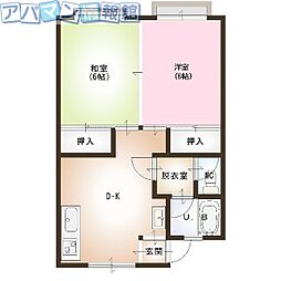 イオボヌール内野 2DKの間取図画像