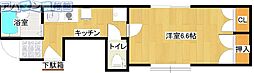 SAJA五十嵐1 1Kの間取図画像