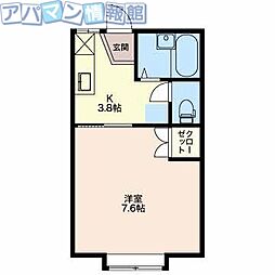 コーポ小針 1Kの間取図画像