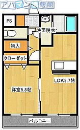 アビタシオン 1LDKの間取図画像
