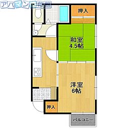 グリンヒル小針 2Kの間取図画像