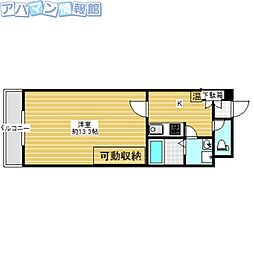 リベルテ白鳥 1Kの間取図画像