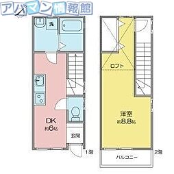 サンフラウア 1DKの間取図画像