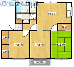 ウェーブリィコート青山A 3DKの間取図画像