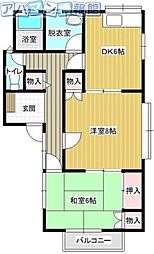 梨本ハイランドC 2DKの間取図画像