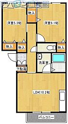 メゾン・ベレオA 2LDKの間取図画像