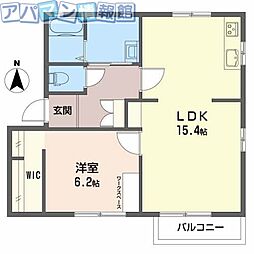 エバーグリーンB 1LDKの間取図画像
