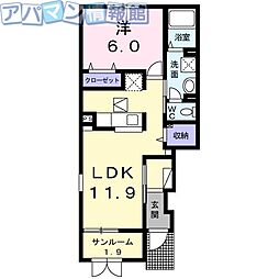 シュエット1 1LDKの間取図画像