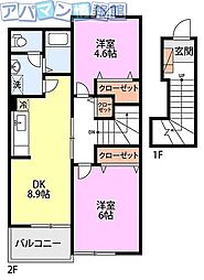 シースカイB 2DKの間取図画像