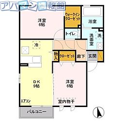 フィロソフィアB 2DKの間取図画像