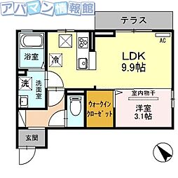 グレイスヴィラ 1LDKの間取図画像