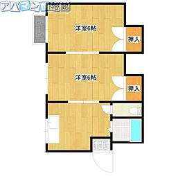 ハイツ朱の鷺1 2Kの間取図画像