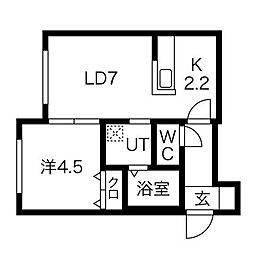 Verde Mantis(ヴェルデマンティス) 1階1LDKの間取り