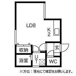 レーベルシャトー菊水 2階1Kの間取り