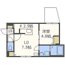 ブランシャールチェレステ鳥居前 1階1LDKの間取り