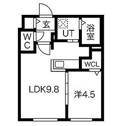 SERAM苗穂 1LDKの間取図画像