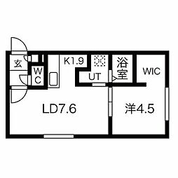 エムズガーデン豊平公園 1LDKの間取図画像