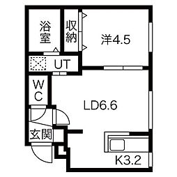 フェリオ北大前 1LDKの間取図画像