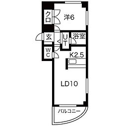 グランデ・ドール 1LDKの間取図画像