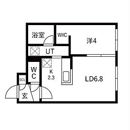 Flap福住(フラップ) 1LDKの間取図画像