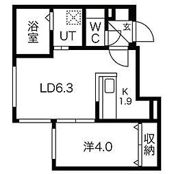 シティレジデンス北6条 1LDKの間取図画像