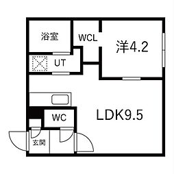 札幌市西区発寒四条4丁目マンション 1LDKの間取図画像