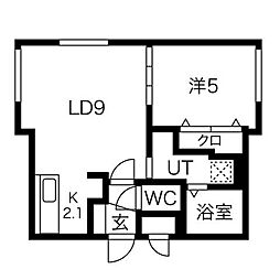 セレナーデ北円山 1LDKの間取図画像