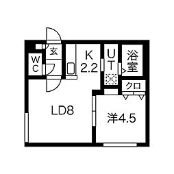 PRIOR南郷 1LDKの間取図画像