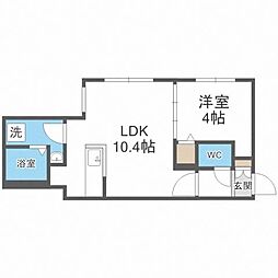 ミカーサN26 1LDKの間取図画像