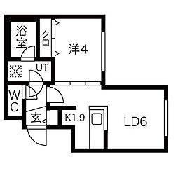 クラブプルミエ琴似4条 1LDKの間取図画像