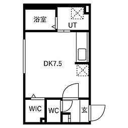 Maison Kamuy 本郷通  月 ワンルームの間取図画像