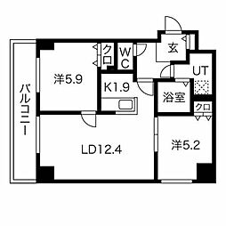 ブランシャールALAIN中島公園 2LDKの間取図画像