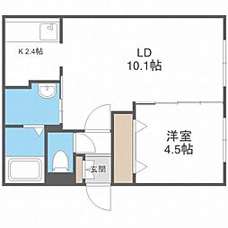 KULTA北13条東1 1LDKの間取図画像