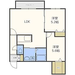 バーニーズメルシー 2LDKの間取図画像