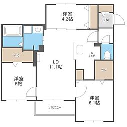 ブランシャールCHATELET琴似EAST 3LDKの間取図画像