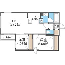 S-RESIDENCE琴似本通avanta 2LDKの間取図画像