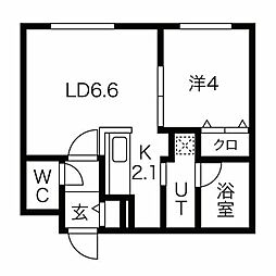 札幌市豊平区月寒西一条4丁目マンション 1LDKの間取図画像